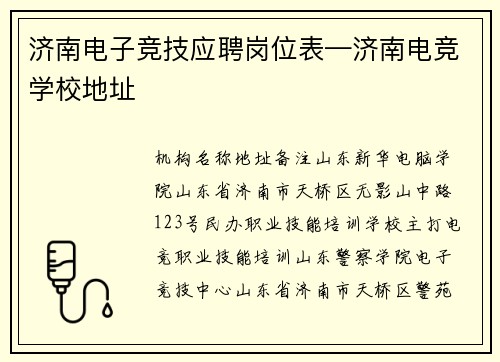 济南电子竞技应聘岗位表—济南电竞学校地址